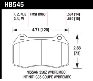 Infiniti G35 Brake Pads - Front - Hawk Performance - HPS 5.0 - `03-`04 Infiniti G35 Brake Pads - Front - Hawk Performance - HPS 5.0 - `03-`04